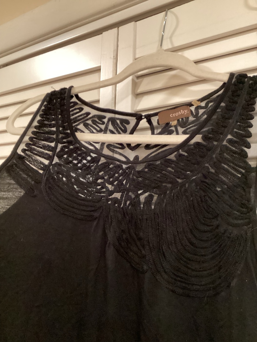 crosby. Black Mesh panel baroque Embroidered Sleeveless Top